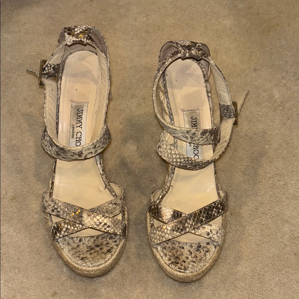 Jimmy Choo Snakeskin Wedge Sandals